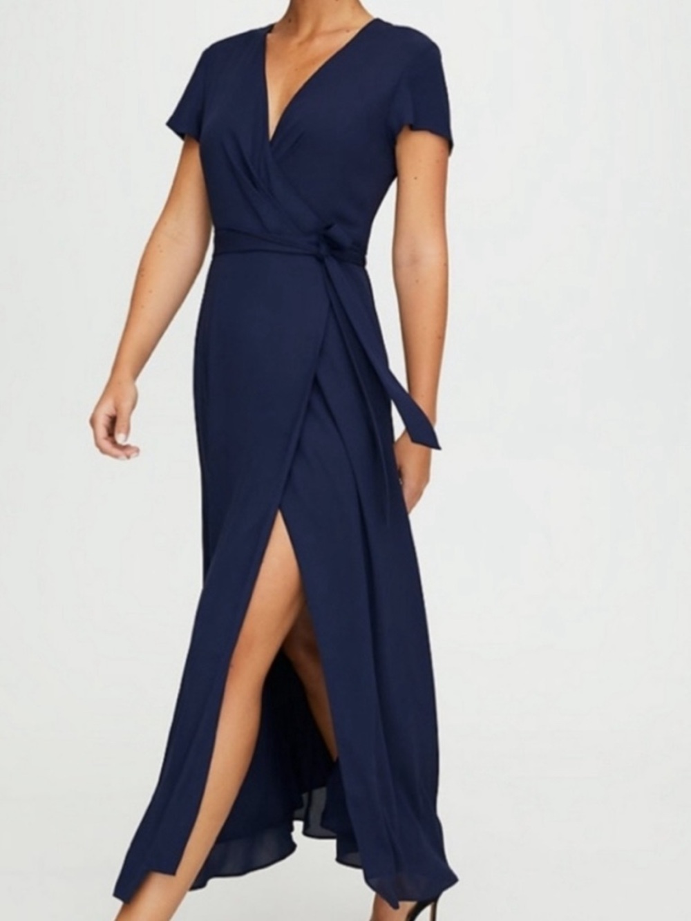 Babaton (Aritzia) Navy Wrap Maxi Dress